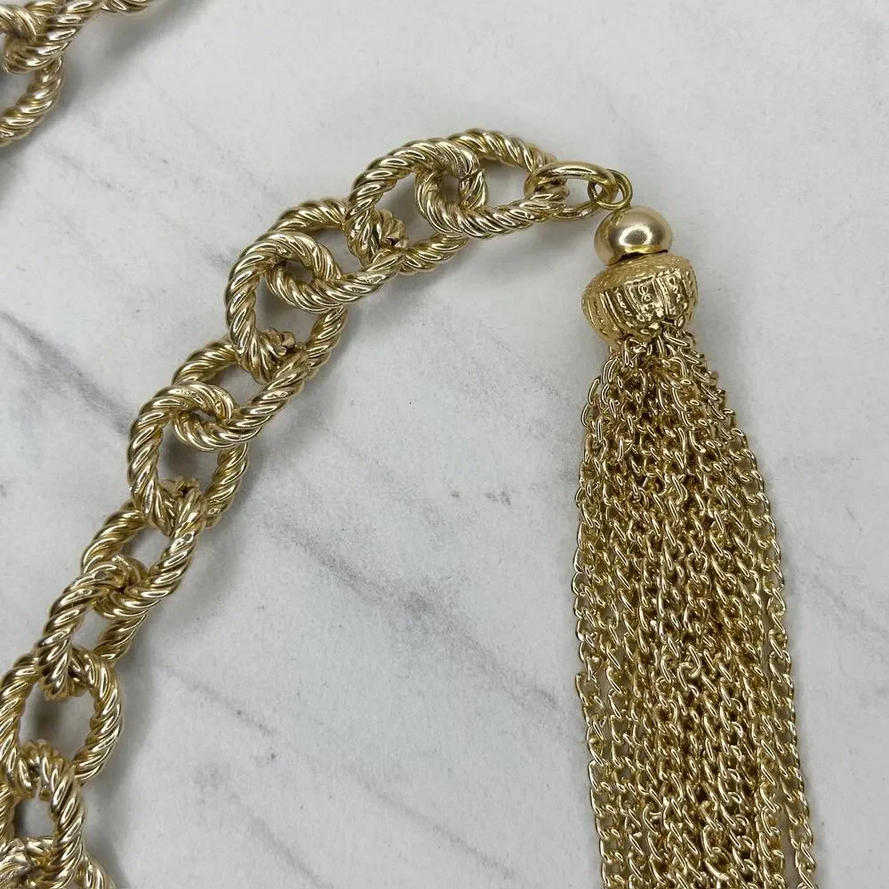 Tassel Gold Tone Chain Link Belt Extra Small/Small (XS/S) ✨